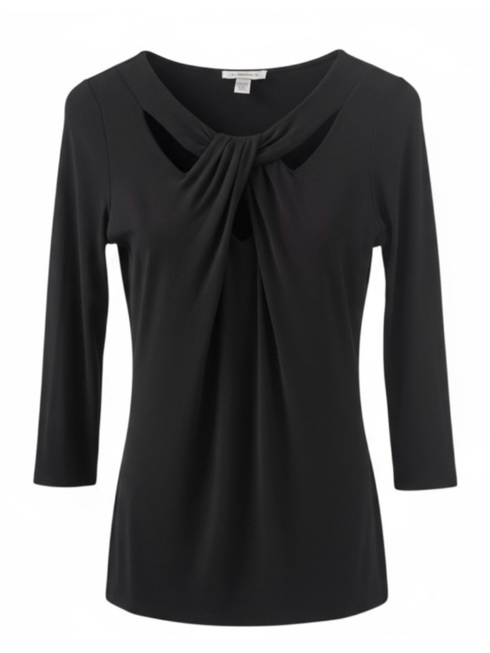 Boston Proper Black Twist Cutout Front 3/4 Sleeve Top Size XS